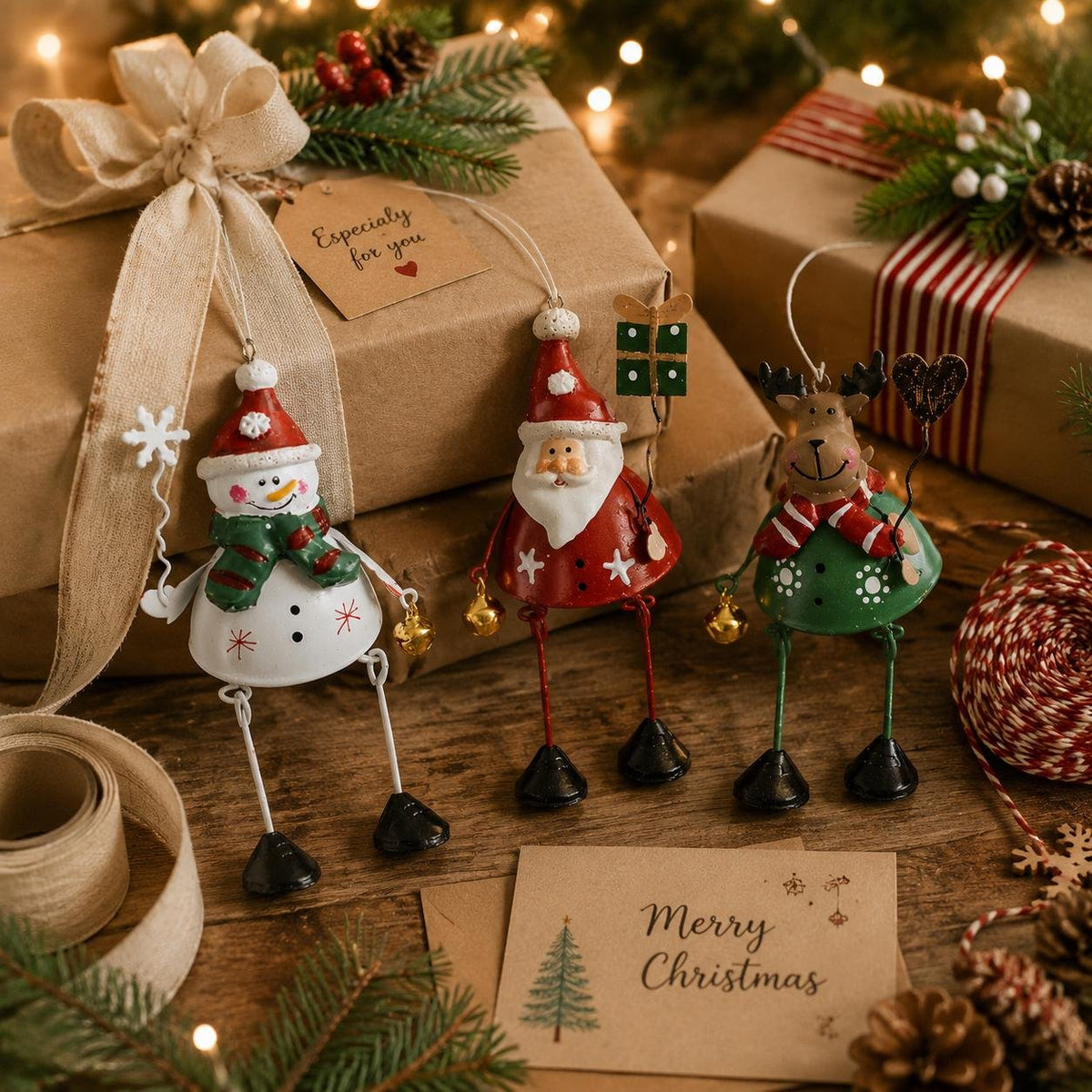 🌲✨ Hand-Painted Dangling Leg Christmas Ornaments