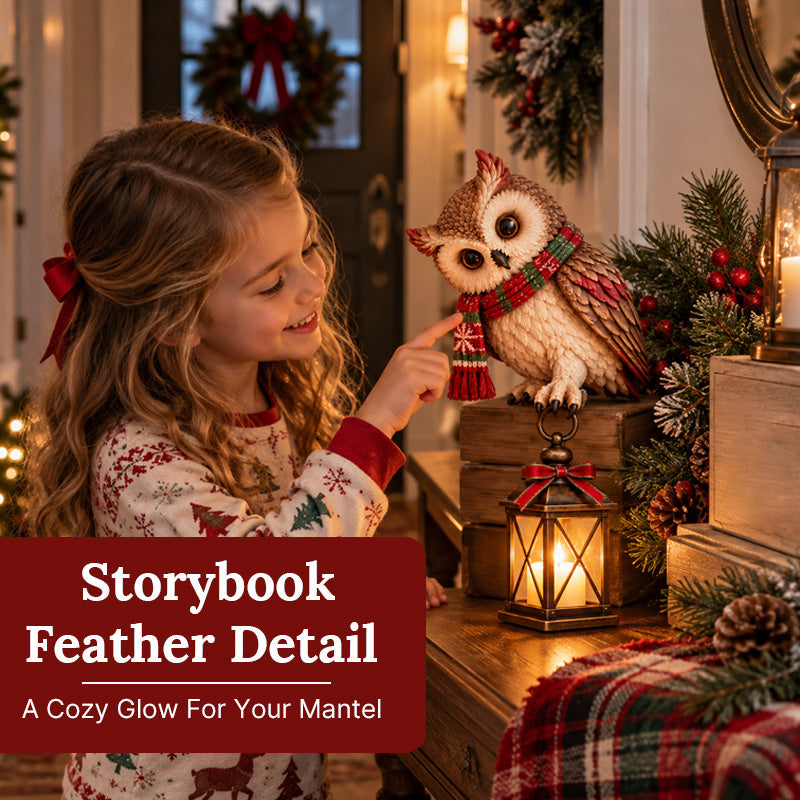 Christmas Owl Lantern Figurine