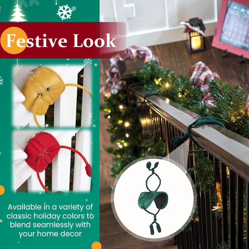 Christmas Garland Ties | Reusable No-Damage Banister Holders
