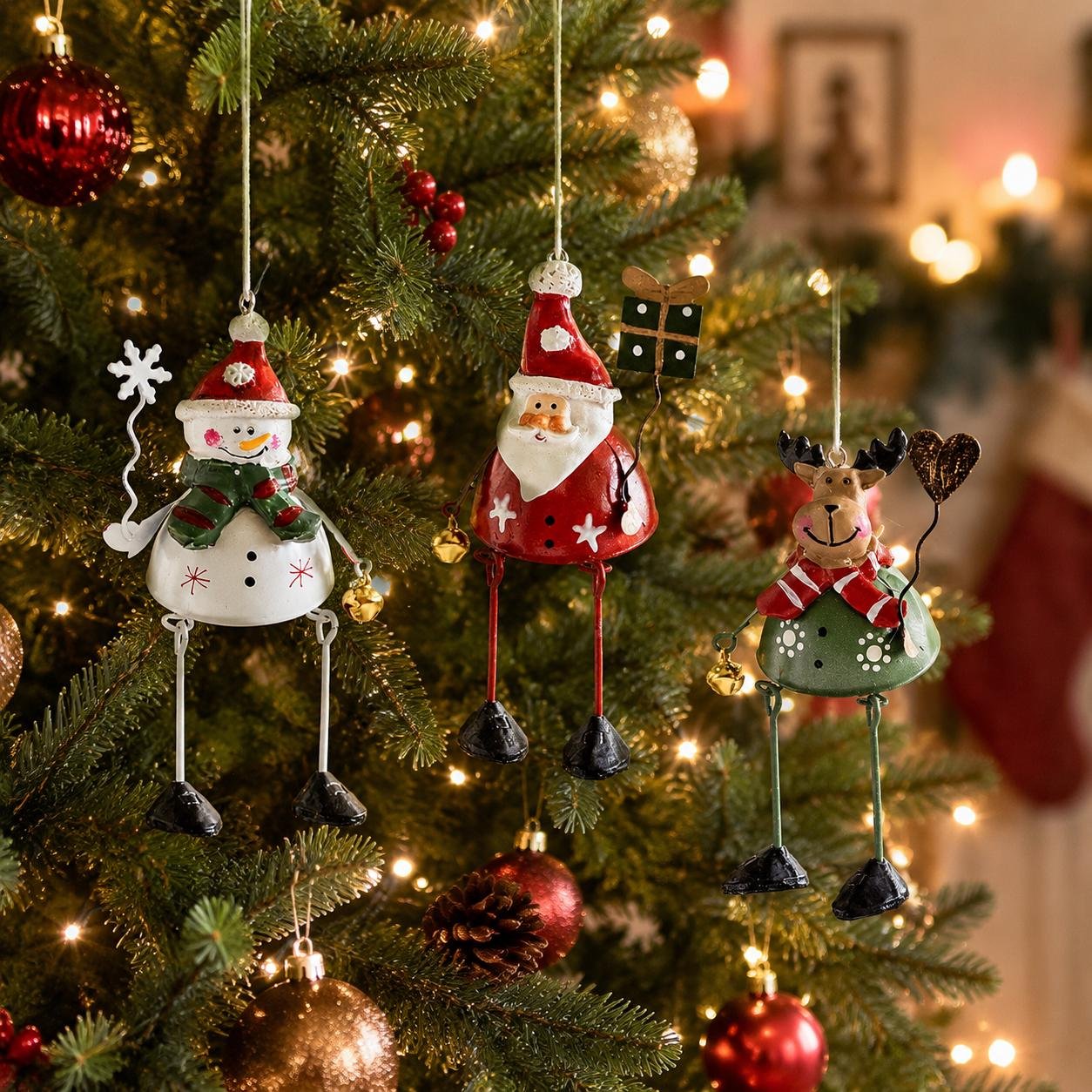 🌲✨ Hand-Painted Dangling Leg Christmas Ornaments